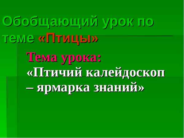 
    Обобщающий урок-игра по теме "Птицы": "Птичий калейдоскоп"

      