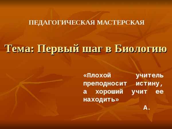 
    Мастер-класс "Первый шаг в биологию"

      