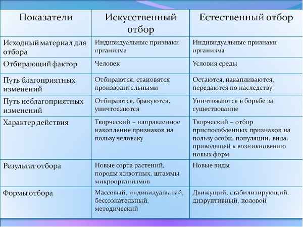 Естественный отбор: значение, источники и классификация